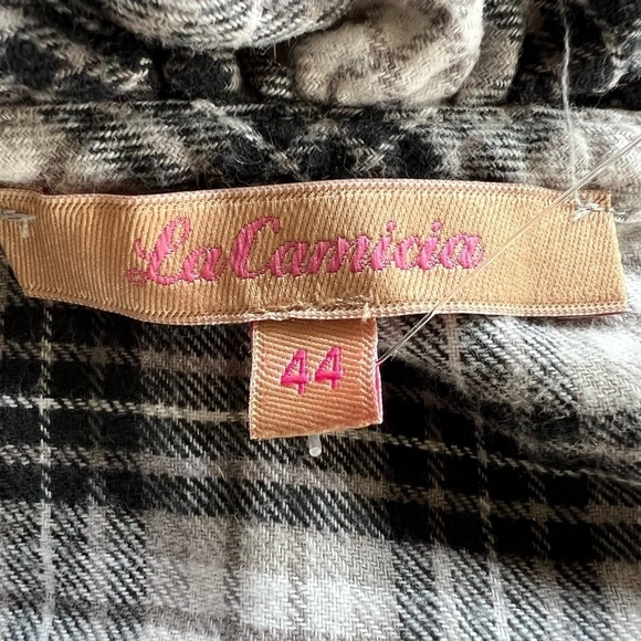 La Camicia maxi plaid dress Sz 44  US large black white long sleeve cott… - Picture 8 of 8